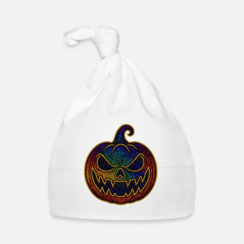 Glittering Rainbow Pumpkin for Halloween Organic Baby Cap