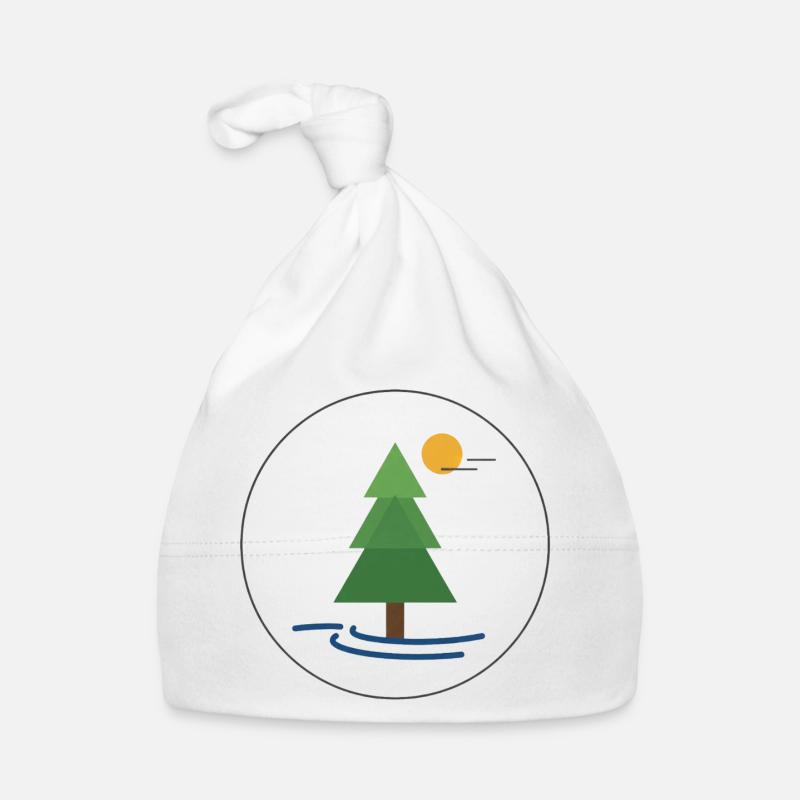 Geometric forest tree with sun Organic Baby Cap