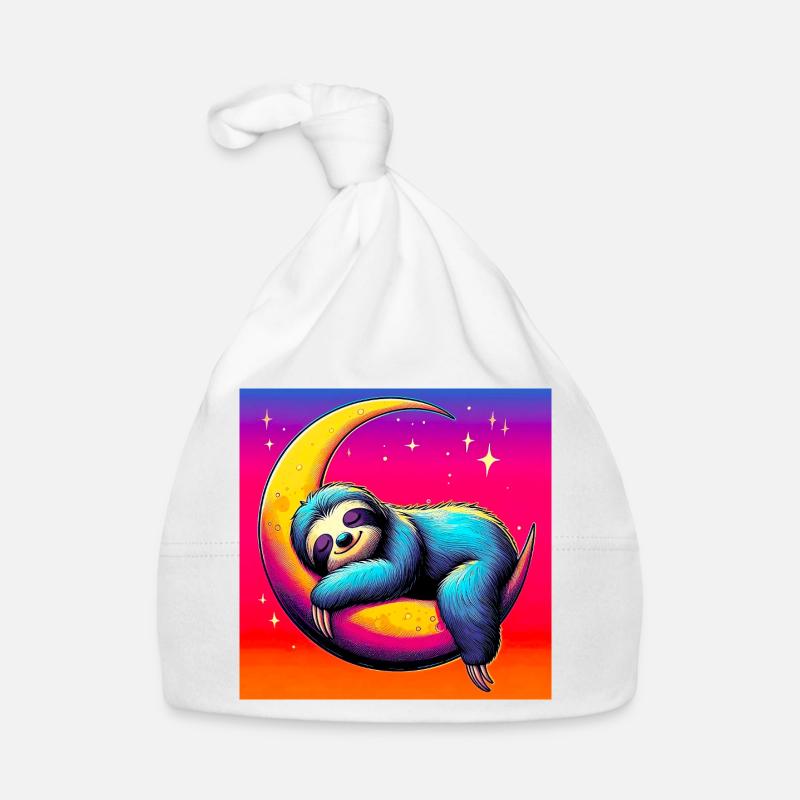 Sloth sleeps on the Moon Organic Baby Cap