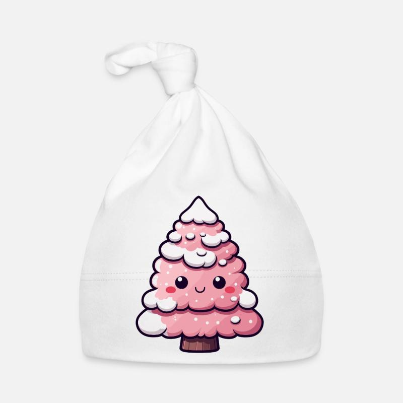 Chibi arbre enneigé rose Bonnet bio Bébé