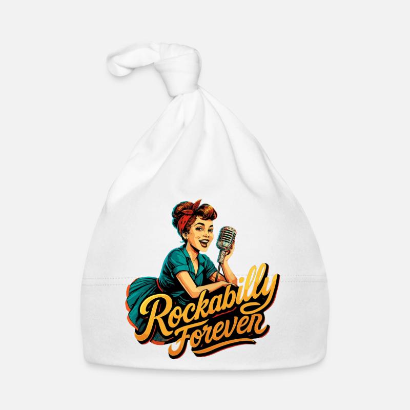 Rockabilly Forever Charcoal Microphone 50s Gift Organic Baby Cap