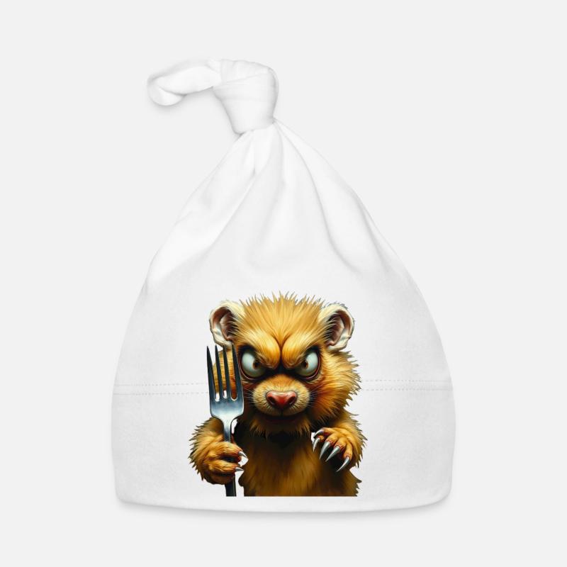 Horror hamster with fork Organic Baby Cap