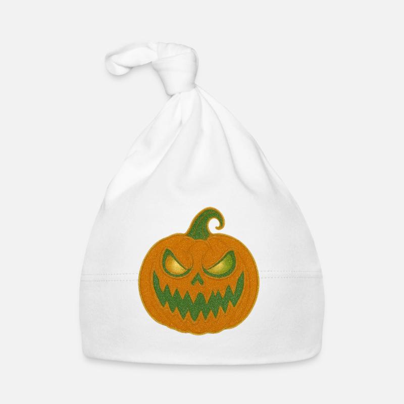 Grim Pumpkin Halloween Patch Organic Baby Cap