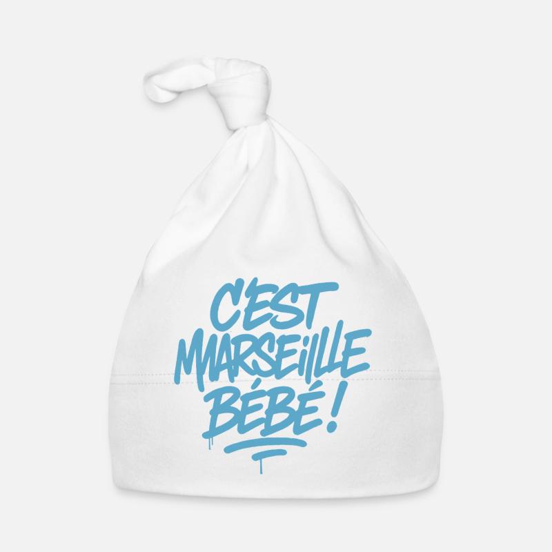 C’est Marseille Bébé – Tag bleu graffiti Bonnet bio Bébé