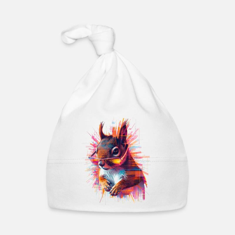 Neon Squirrel with Sunglasses – Glitch Art Organic Baby Cap