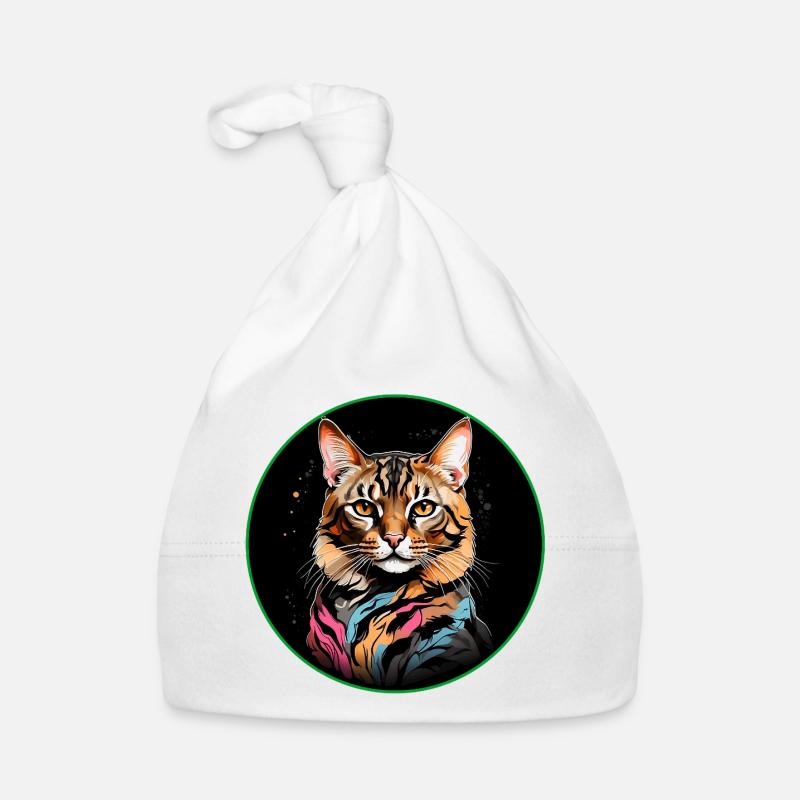 Chat Bengal avec écharpe Bonnet bio Bébé