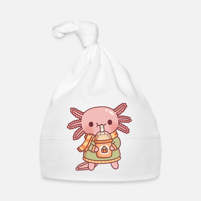 Mignon axolotl buvant citrouille épicée latte automne Bonnet bio Bébé