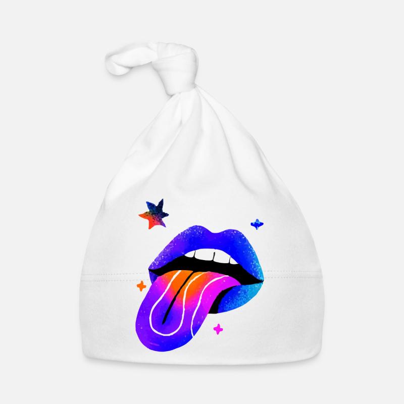 Neon Arc-en-ciel Lip Art Bonnet bio Bébé