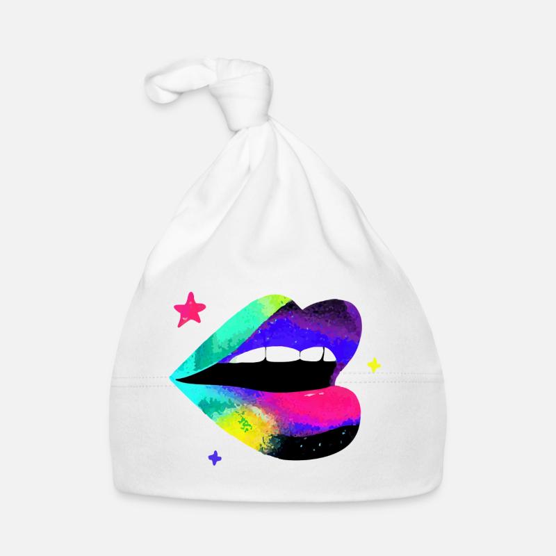 Prismatic Rainbow Lips Pop Art Organic Baby Cap