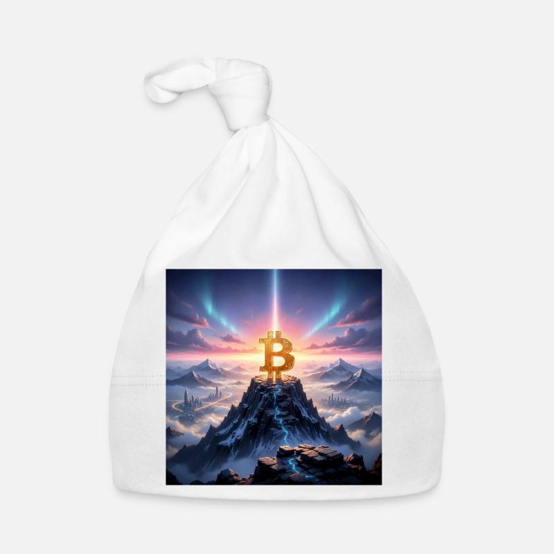 Bitcoin summit light over mountain range - Organic Baby Cap - white