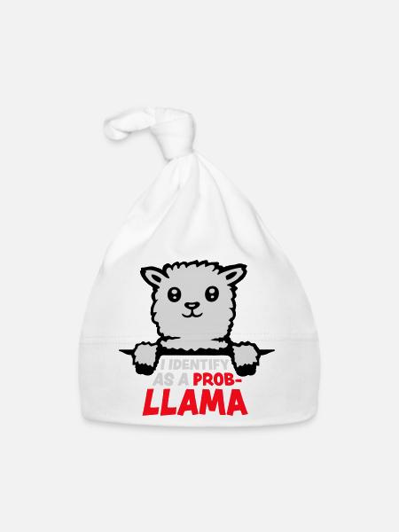 I Identify As A Probllama Cool Lama Problem Spruch - Organic Baby Cap - white - Front