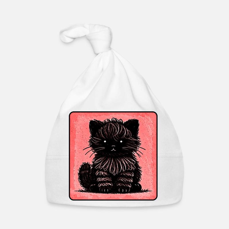 Fuzzy Cat (Red) Organic Baby Cap