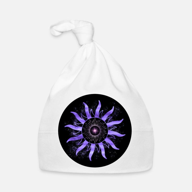 Soleil violet astral concentrique - Bonnet bio Bébé - blanc