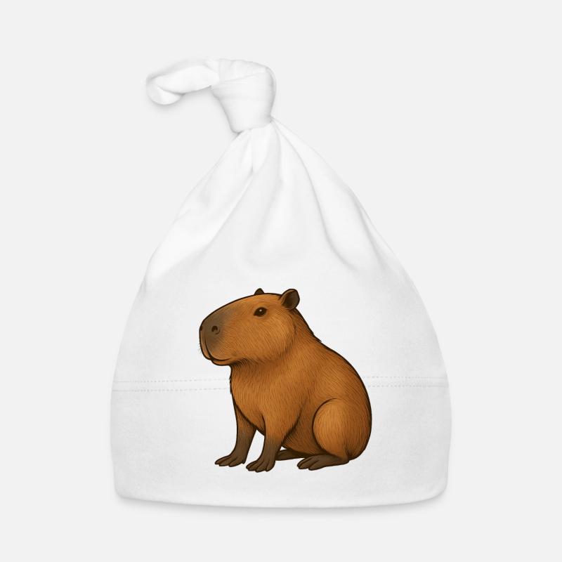 Warm Capibara Portrait Organic Baby Cap