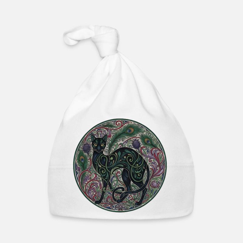 Cercle ornemental de chat de nuit entrelacé Bonnet bio Bébé