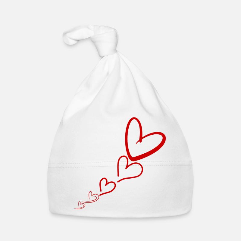 Linear Red Hearts Organic Baby Cap