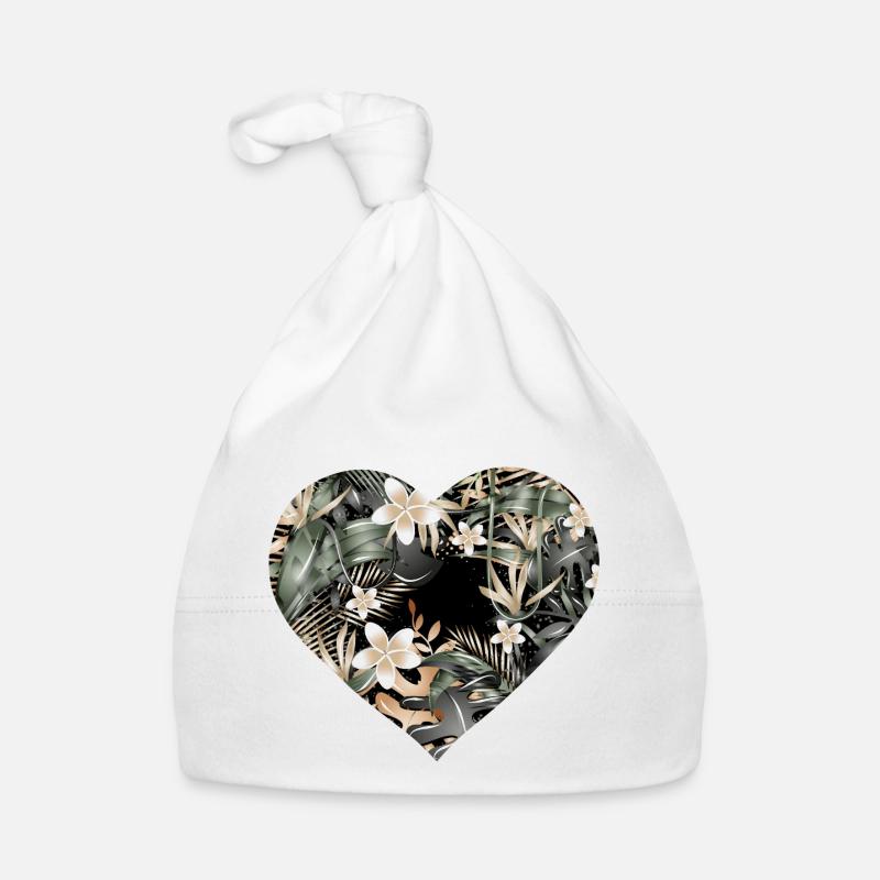 Exotic jungle heart with tropical pattern Organic Baby Cap