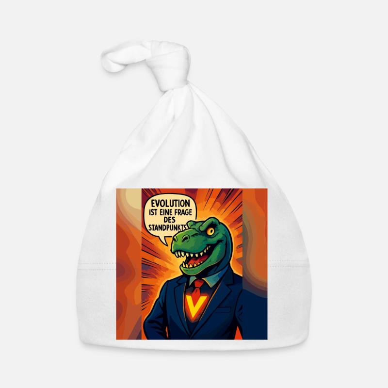 Dino en costume – l’évolution est une question d’opinion - Bonnet bio Bébé - blanc