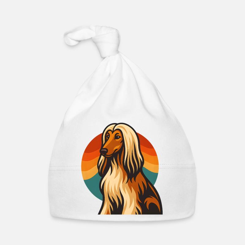 Afghan Dog in retro sunset Organic Baby Cap