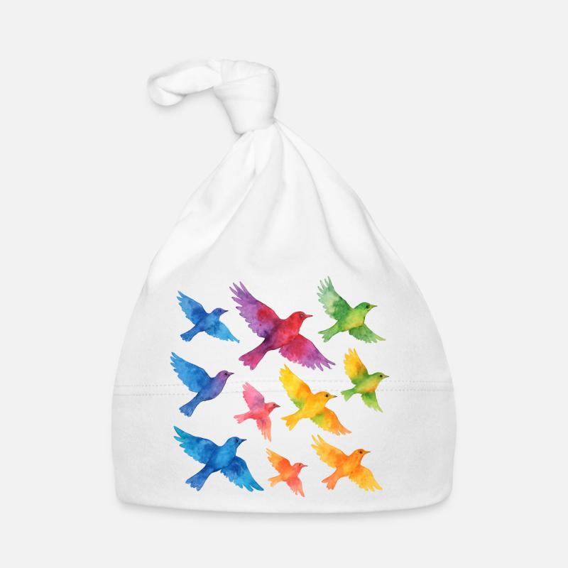 Volée d’oiseaux à l’aquarelle – Liberté dans la couleur Bonnet bio Bébé