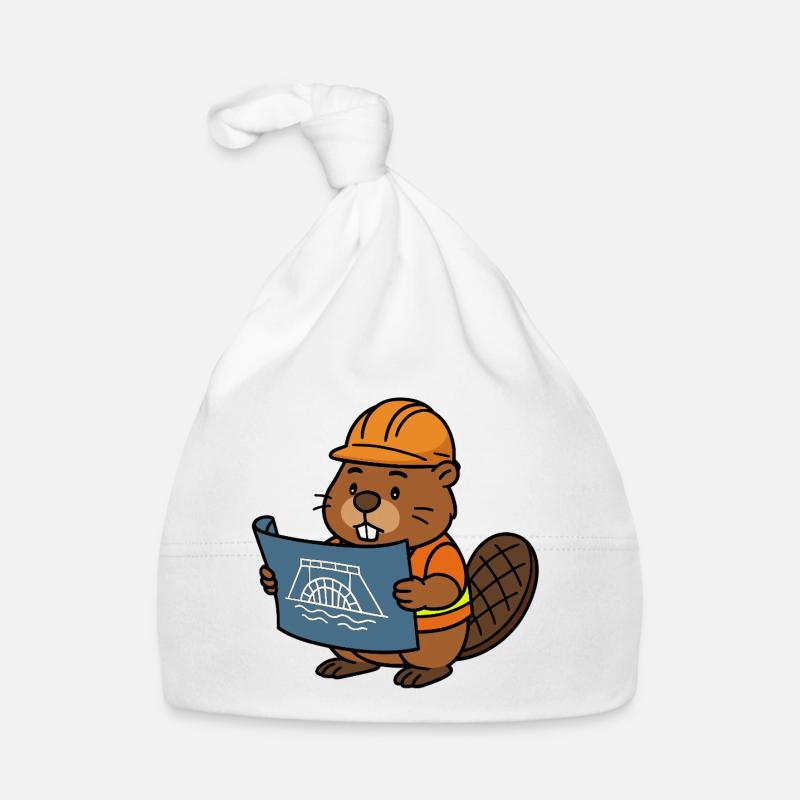 Beaver Construction Worker Bob Master Builder Plan Construction Dam Organic Baby Cap
