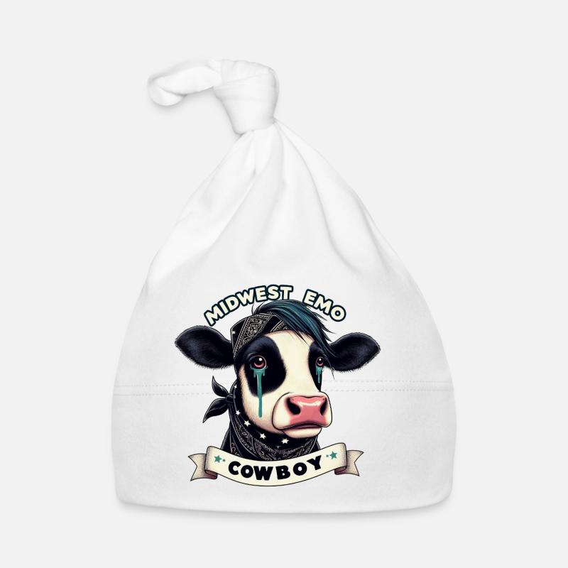 Graphique animalier Emo Cowboy du Midwest - Bonnet bio Bébé - blanc