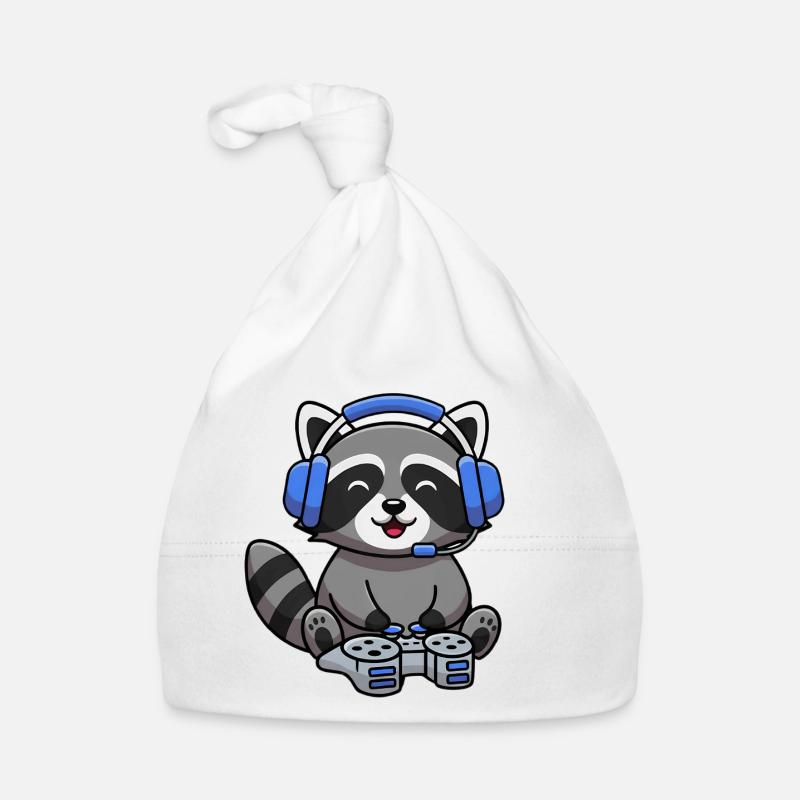 Waschbär beim Gamen Baby Bio-Mütze