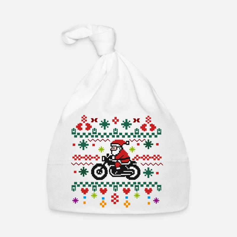 Noël laid – Le Père Noël dans le style rétro pixel - Bonnet bio Bébé - blanc