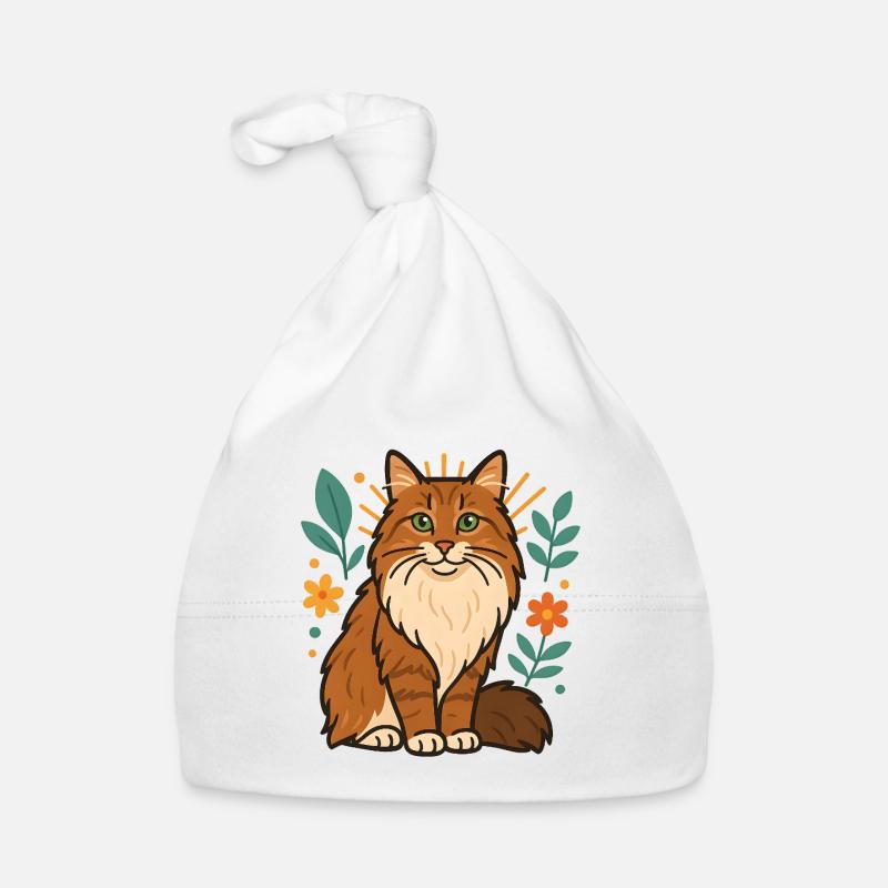 Chat des forêts norvégiennes chat parmi les fleurs Bonnet bio Bébé