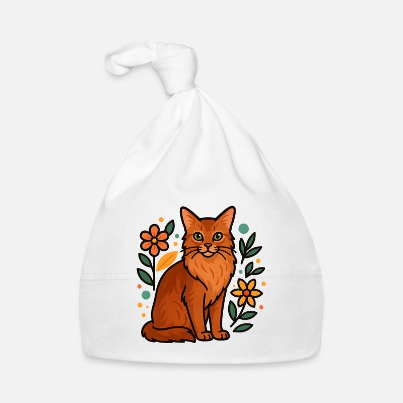 Chat somalien et fleurs Bonnet bio Bébé