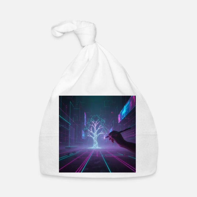 Cyberpunk Tree Drawing Organic Baby Cap