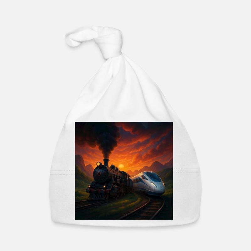 Steam Train vs Future Train Organic Baby Cap