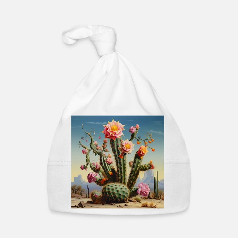 Desert cactus with rose blossom Organic Baby Cap