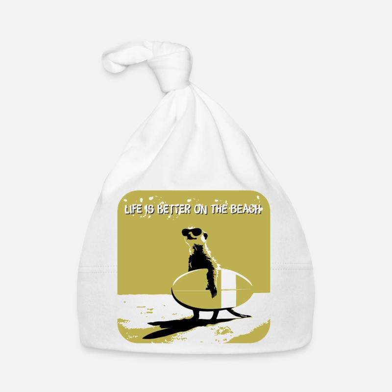 cooles Erdmännchen mit Surfboard Baby Bio-Mütze