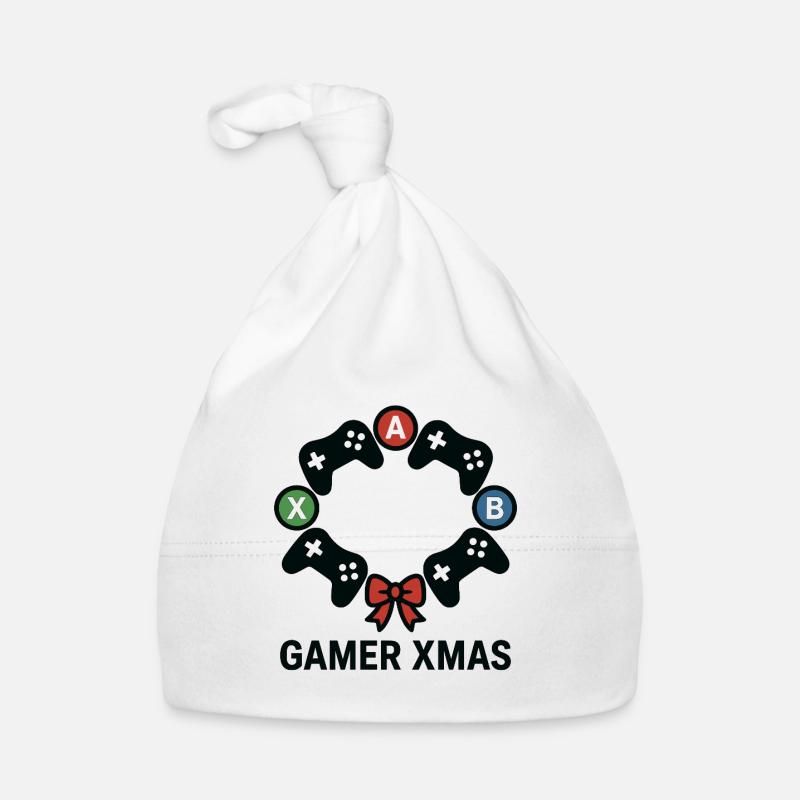 Gamer Xmas Controller Wreath Organic Baby Cap