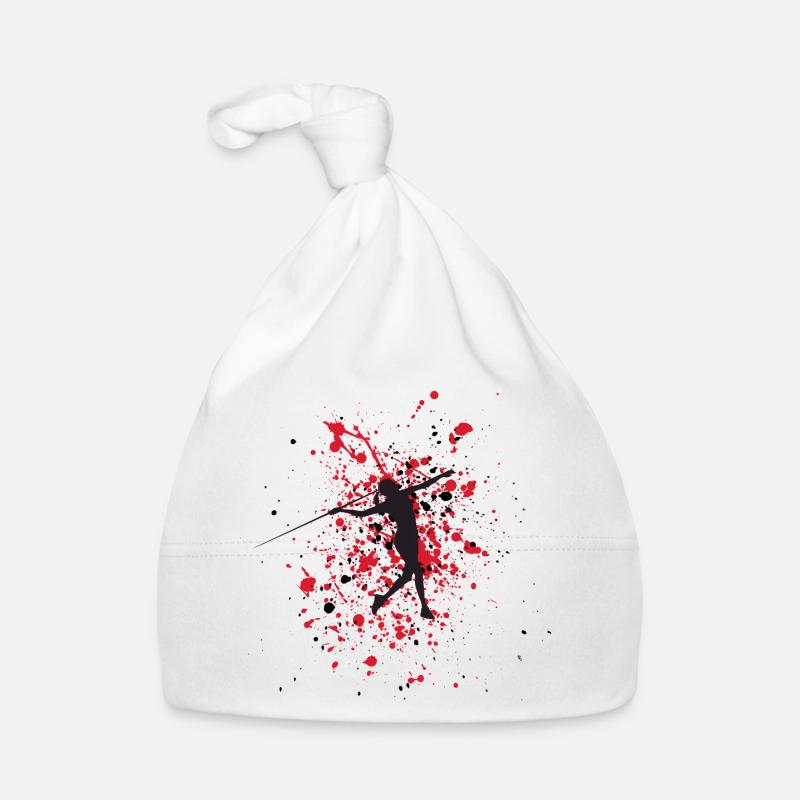 Speerwurf auf rot-schwarzem Hintergrund Baby Bio-Mütze