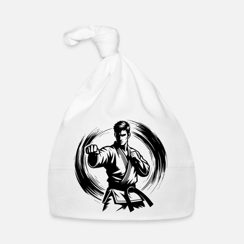 Dynamische Kampfpose Perfekte Karate Silhouette Baby Bio-Mütze