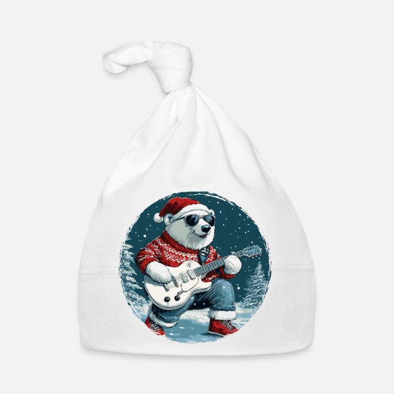 Polar Bear Christmas Guitar Polar Bear Organic Baby Cap