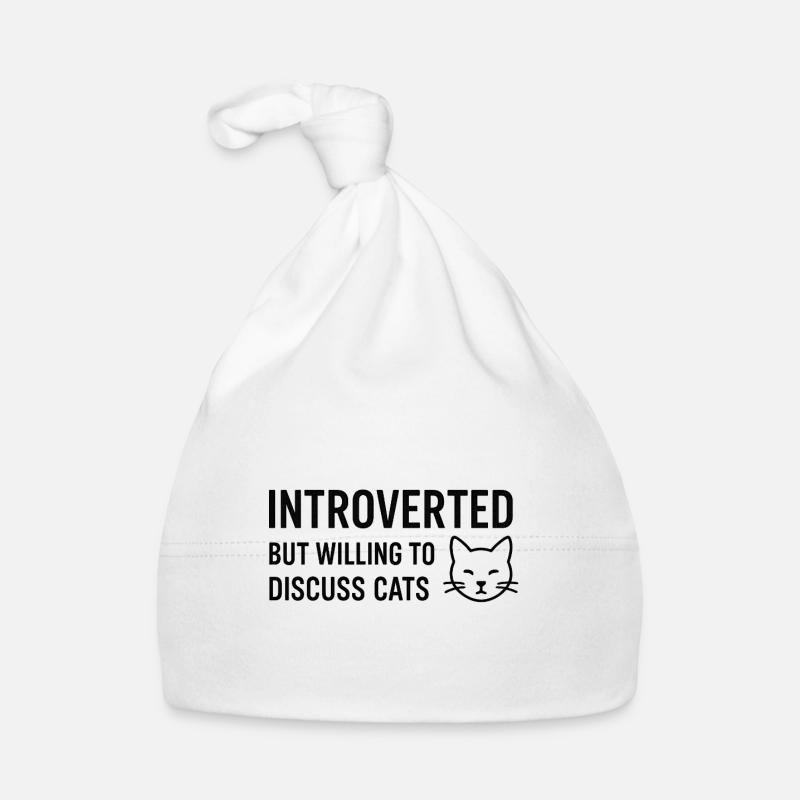 Introverti mais prêt à discuter des chats - Bonnet bio Bébé - blanc