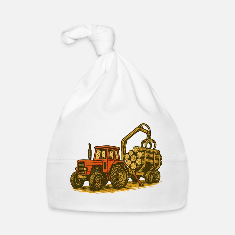 Forest Tractor with Timber Load Organic Baby Cap