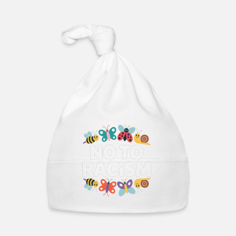 Non au racisme - Logo Cool Pride - Bonnet bio Bébé - blanc