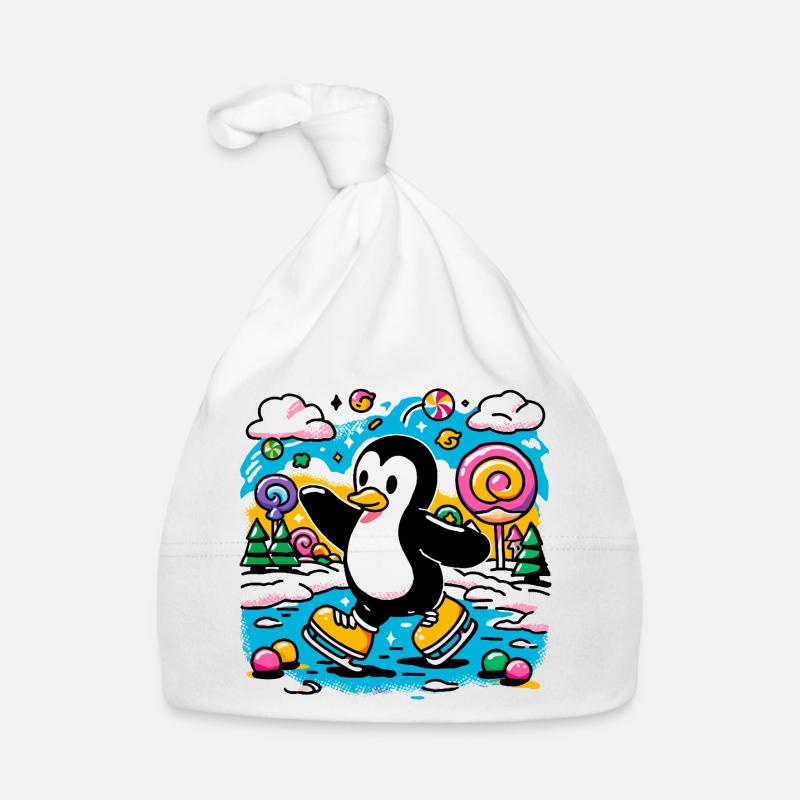 Surf de manchots à Candyland Bonnet bio Bébé