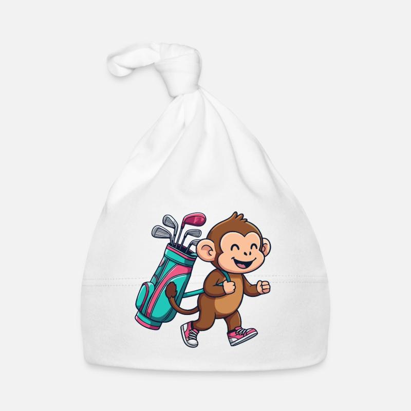 Funny Monkey Golfer Cartoon Cool Golf Animal Organic Baby Cap
