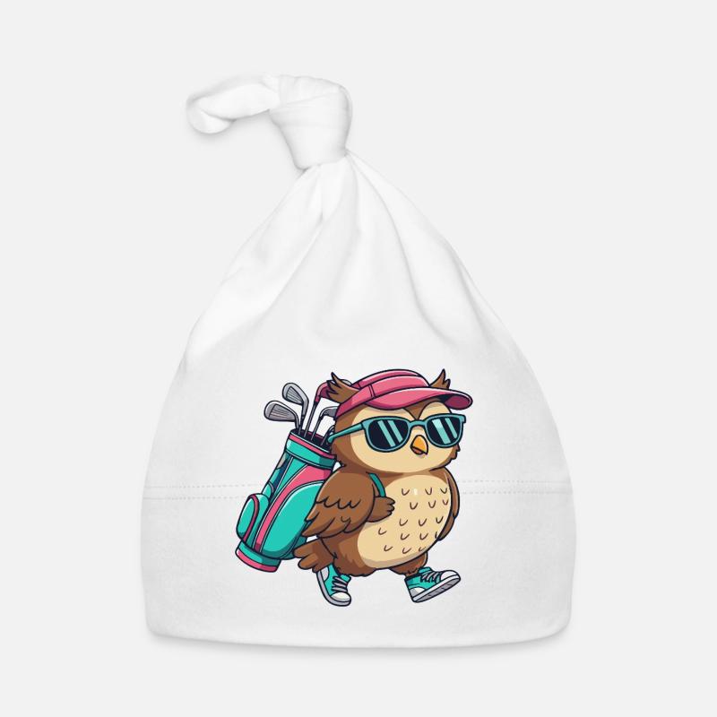 Dessin animé chouette de golf, animal de golf cool Bonnet bio Bébé