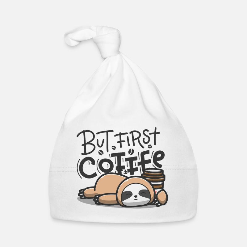 But First Coffee Schlafender Sloth Baby Bio-Mütze