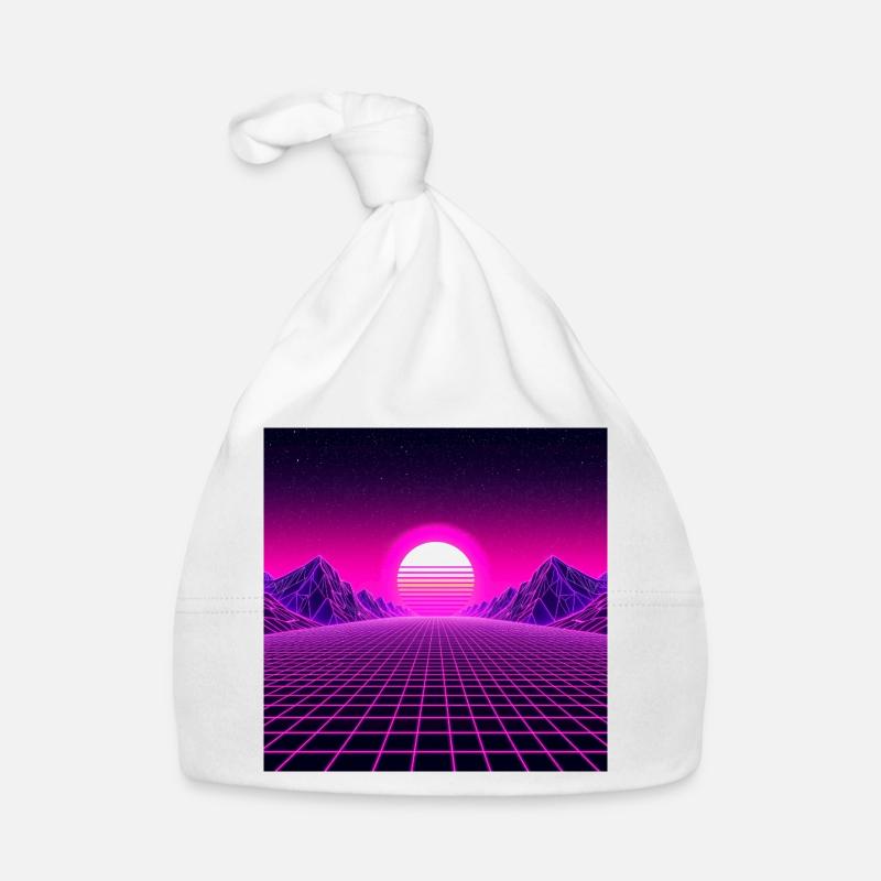 Lever de soleil Retrogrid Horizon Néon - Bonnet bio Bébé - blanc