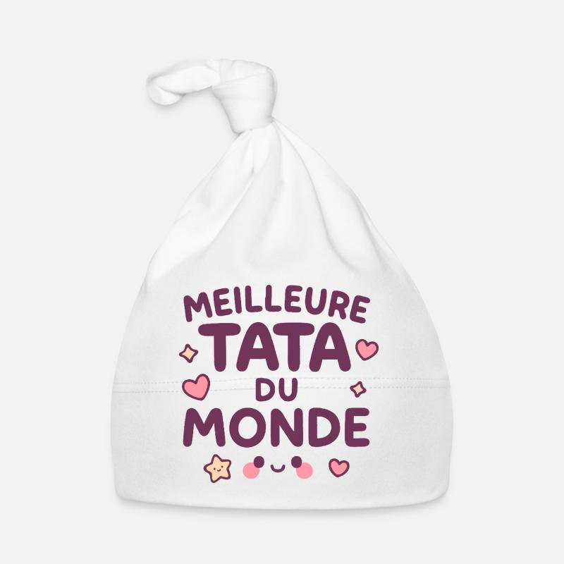 Meilleure Tata du Monde – Design Kawaii - Bonnet bio Bébé - blanc