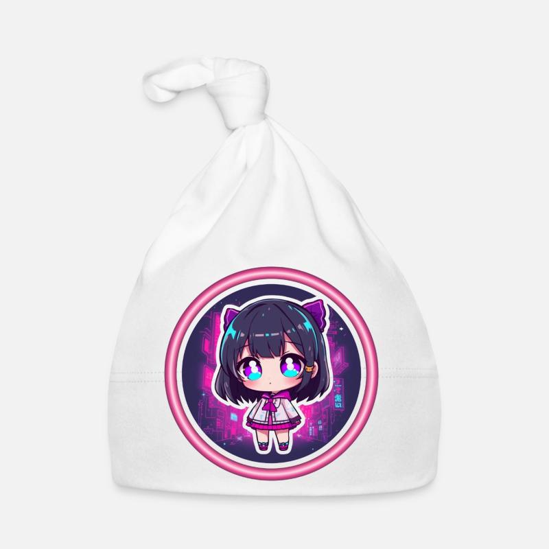 Neon Chibi dans la Cyber City Bonnet bio Bébé