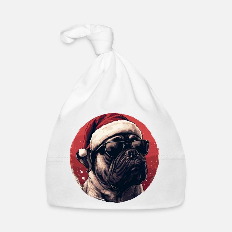 Pug in Santa hat with sunglasses Organic Baby Cap