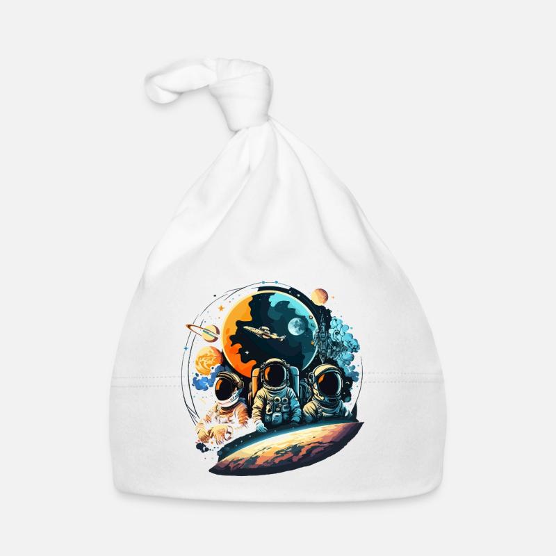 Astronauts in orbit planet view Organic Baby Cap